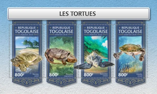 Togo - 2018 Turtles auf Briefmarken - 4 Briefmarke Blatt - TG18205a