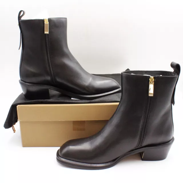 BOSS Taylor Italian-Made Leather Ankle Boots with Squared Toe in Black - US 11