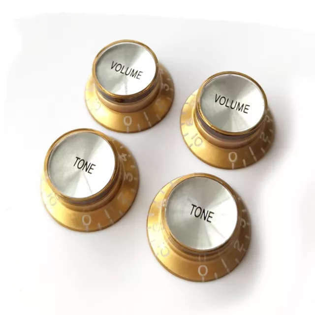 Top Hat Bell Reflector Knobs – Volume Tone  for Gibson & Epiphone - Gold Silver