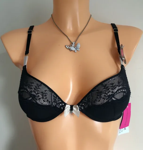 Chantelle Passionata Bra Mon Amour Size 32A Black Padded Push-Up T-Shirt 5232