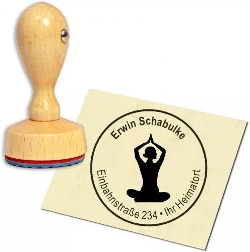 Stempel Adressstempel Holzstempel - Yoga - Sonnengruß rund 40mm