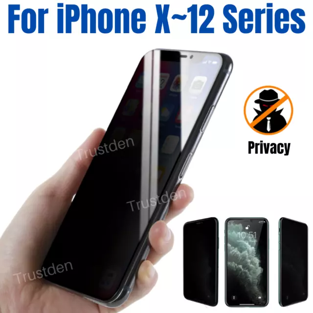 Tempered Glass Privacy Screen Protector Full Cover For iPhone X XS XR 11 12 Lot