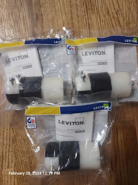 LEVITON 5269-C Black &White Straight Blade Connector (15 Amp) Qty. 3-New