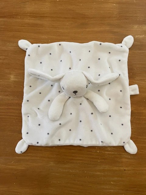0/ Doudou Lapin Simba Toys Kiabi - Blanc étoiles grises attache tétine Plat Gris