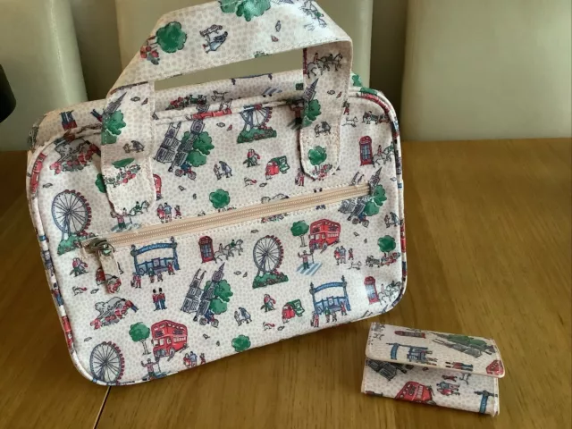 Cath Kidston Small Boxy Bag London Scene Pink Plus Card Holder Bnwts