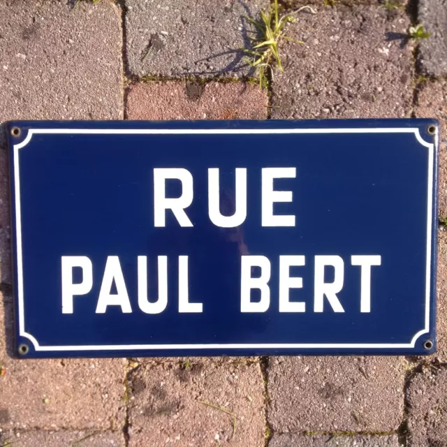 old french enamel steel street sign road Rue Paul Bert France