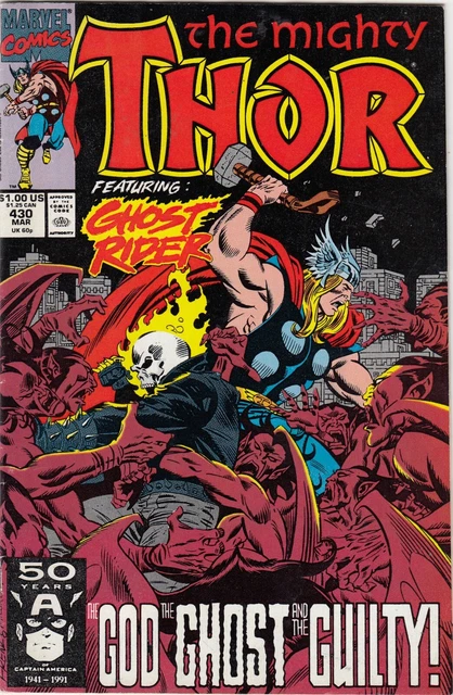 The Mighty Thor#430 Ghost Rider App.  Vf/Fn Marvel Comics