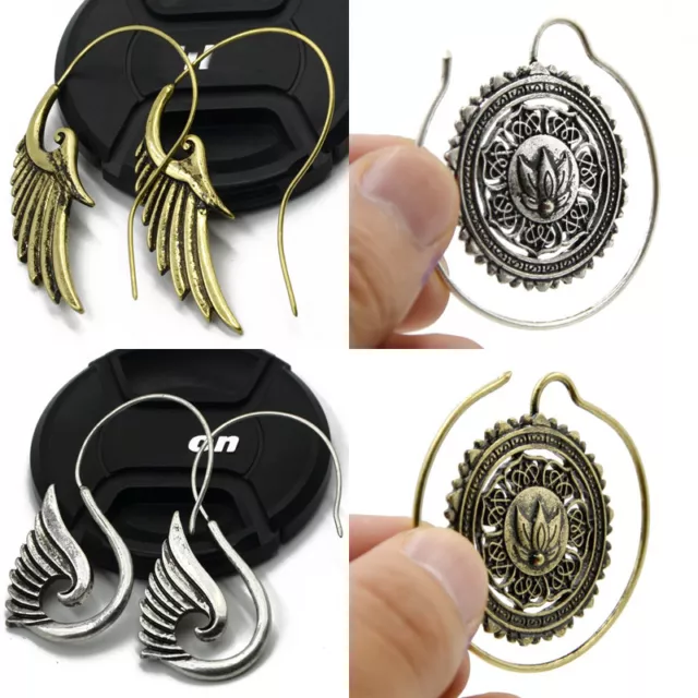 1 Pair Angel Wing Buddha Ear Hoops Ear Dangle Earring Ear Hanger Weights Jewelry
