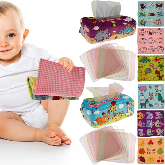 Baby Kids Tissue Box Toy Sensory Crinkle Tissue Box Magic Tissue Box for Babies◈