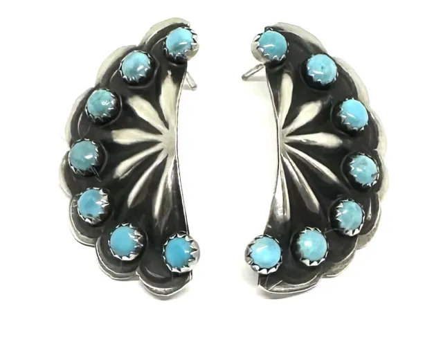 Native American sterling silver navajo Turquoise Cluster Post earrings