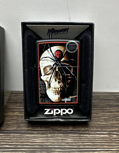 SKULL & SPIDER ZIPPO LIGHTER By MAZZI! New Sealed With Box!!