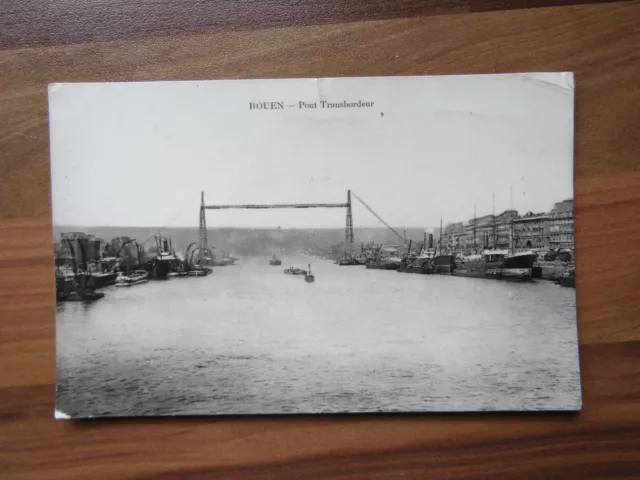 Old postcard - Rouen - Pont Transbordeur  - France ships