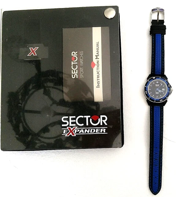 Sector Expander Orologio Donna Cinturino Pelle Blu Quadrante Nero Nuovo Watch Nw