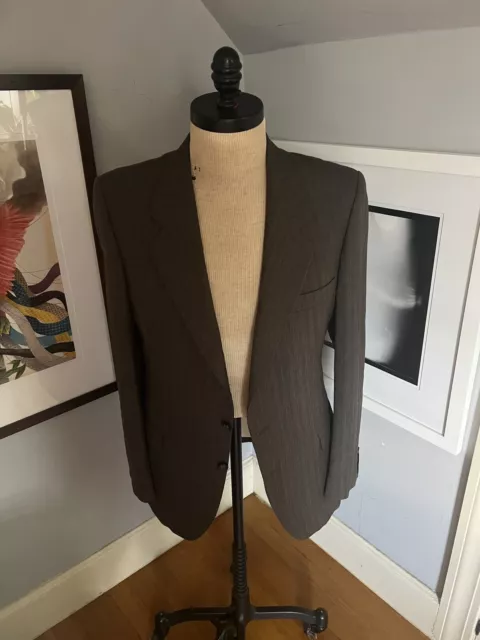 VTG YSL Yves Saint Laurent Brown Double Breasted Wool Blazer Jacket Sz 42