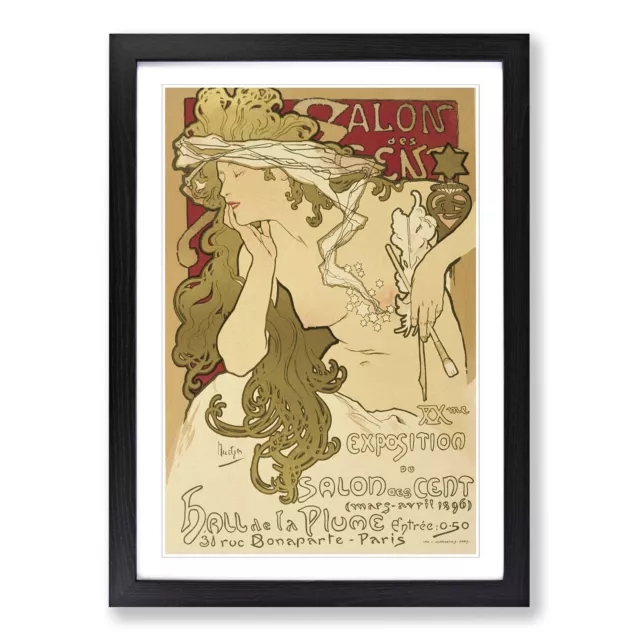 Alphonse Mucha Salon des Cent gerahmte Wandkunst Leinwand Poster Druck Bild 3