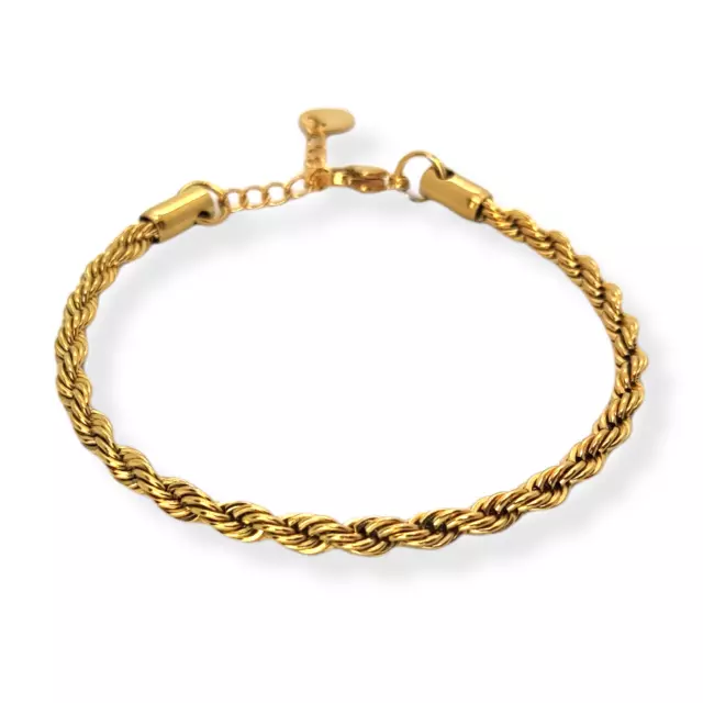 Bracciale Corda Acciaio da Uomo Donna con Corda Catena Treccia di Color Oro per