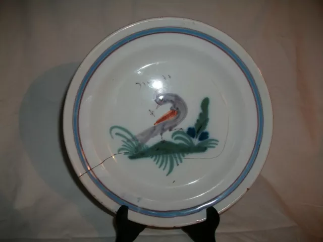 assiette 18eme en faïence du nord forges les eaux ? au décor d oiseau