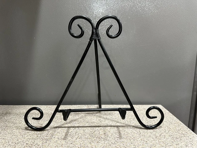 Black Wrought Iron Metal Easel 11” X 9” Plate, Cookbook, Picture Frame Holder