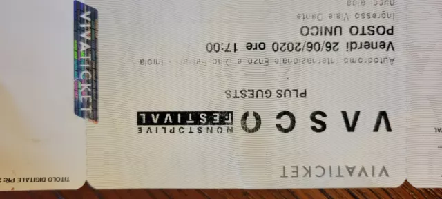 1 Biglietto Concerto Vasco Rossi - Imola - 28 Maggio 2022