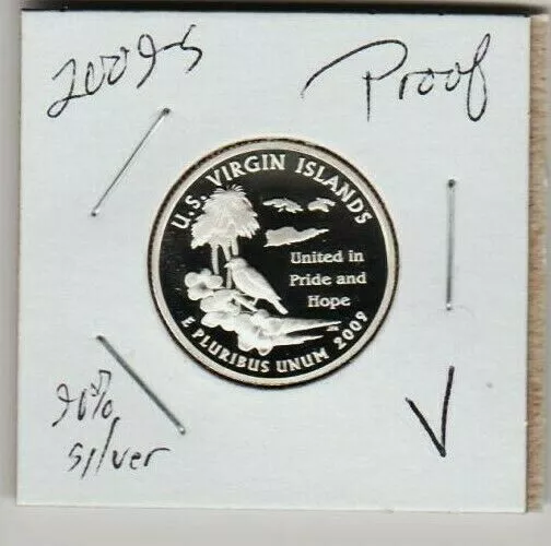 U S Virgin Islands 2009 S Quarter Dollar SILVER Proof United in Pri Beach Palm S