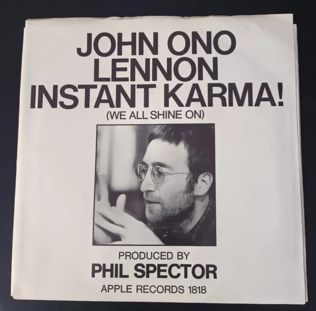 John Lennon Yoko Ono Instant Karma Apfel 1818 Wer Hat Den Wind Usa Gesehen Neu 7 Zoll