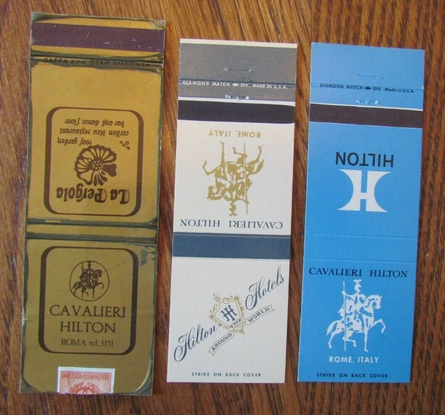 Cavalier Matchbook Matchcovers: Cavalieri Hilton Hotel (Rome, Italy) -E13
