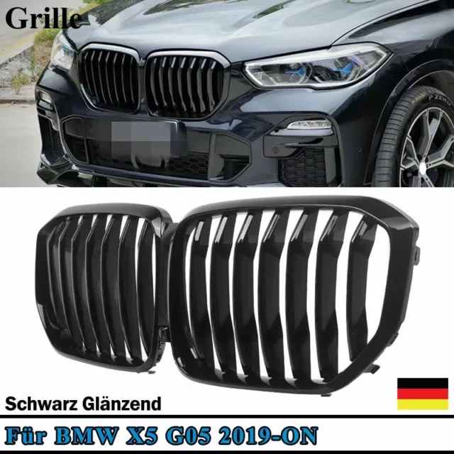 GLANZ SCHWARZ für BMW X5 G05 2019-ON Nieren Grill Kühlergrill Einzelsteg Neu