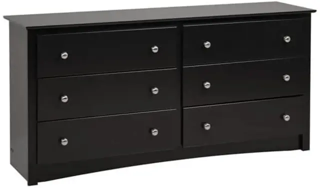 Sonoma 6 Drawer Double Dresser for Bedroom, Black