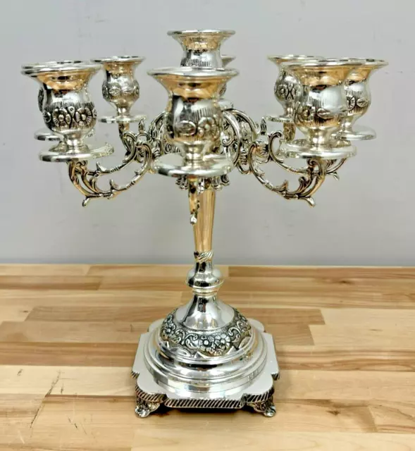Godinger Silver Art Co. Large Ornate Silver-plated 9-Light Candelabra