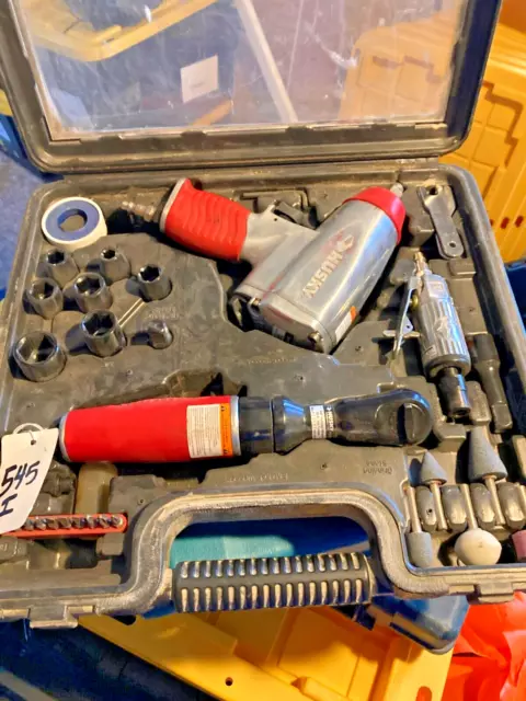 Husky 1/2" Compact Impact Wrench Air Tool,  3/8 ratchet, die grinder, 8 sockets