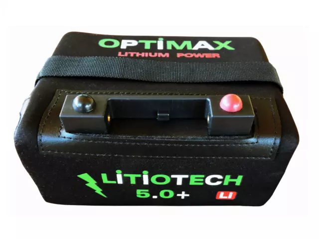 Batería Litio Optimax para carro de golf 12v 18amp con cargador  y cable T-Bar