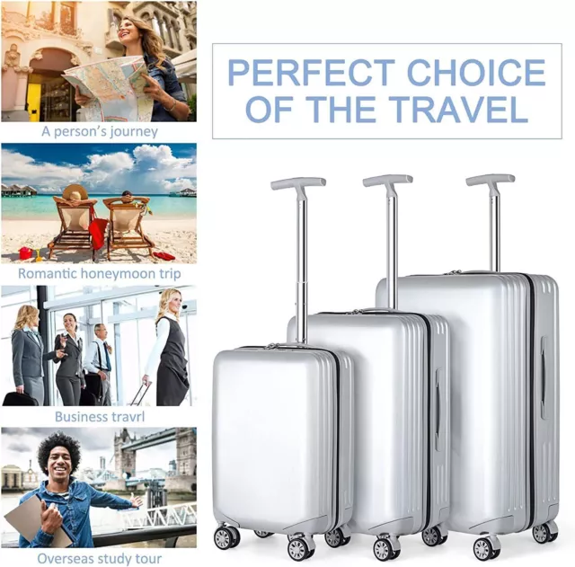 3 Piece Luggage Set ABS+PC Travel Trolley Hard Shell Suitcase TSA Spinner Wheels