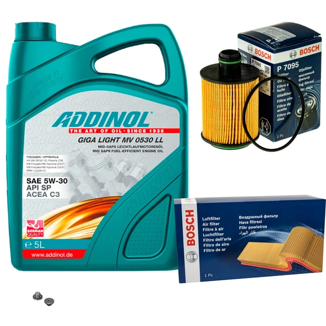 BOSCH CONTROLLO SET 5L Addinol Giga Luce Mv 0530 Ll 5W-30 per Opel ...