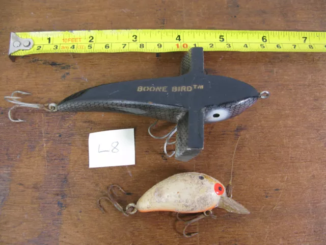 vintage fishing lures x2 plugs boonie bird & other coarse pike or sea L8