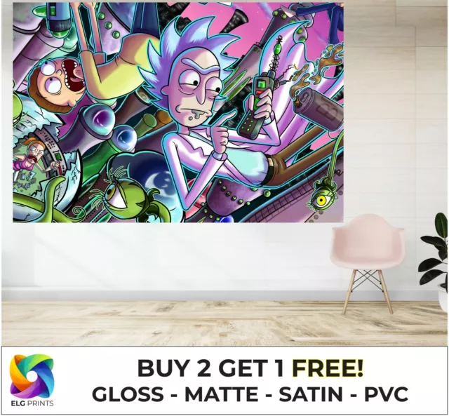 Rick and Morty Large Poster Art Print Gift in Multiple Sizes