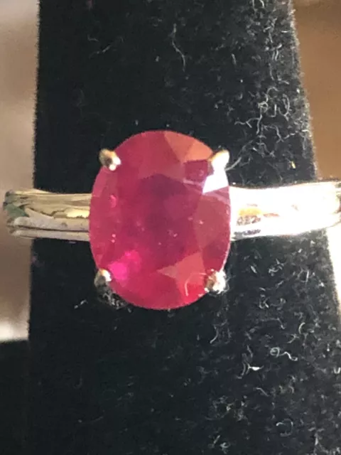 Niassa Ruby Ring in Platinum over Sterling Silver, size 8, 3.71 ctw