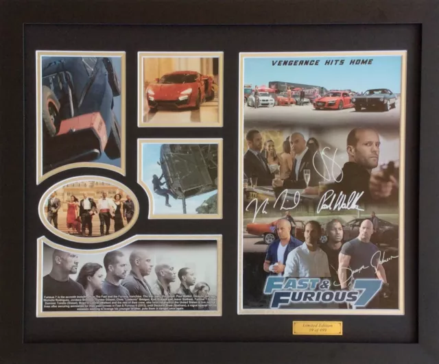 New Fast & Furious 7 Signed Limited Edition Memorabilia Framed