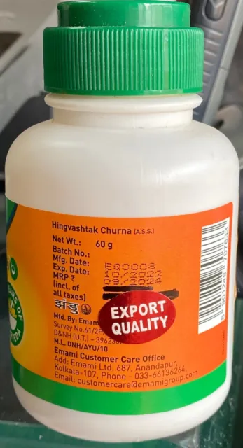 Zandu Hingvashtak Churna/100% Natural/Pure Ayurvedic And Herbal Supplement 09/24 2