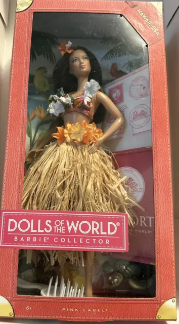 Rare Mattel Barbie Passport Dolls of the World Hawaii USA Pink Label W3443 NRFB
