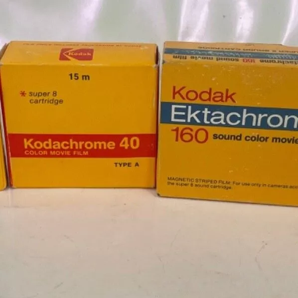 Kodak Kodachrome Ektachrome 40 160 Color Movie Film Cartridge Super 8 mm Camera