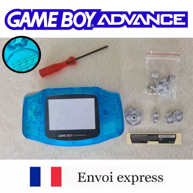 Coque GAME BOY ADVANCE Bleu Clear Blue NEUF NEW + tournevis -étui shell case GBA