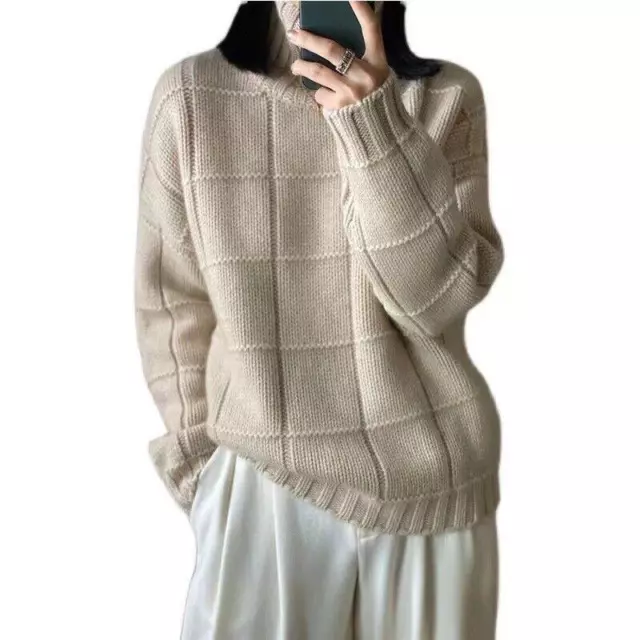 Women's 2022 High Collar Thick Cashmere Sweater Loose Autumn and Winter Pullover