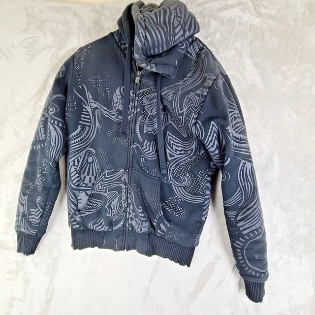 Fox Racing Sasquatch Faux Fur Lined Full-Zip Up Jacket Hoodie Black Men's Size M