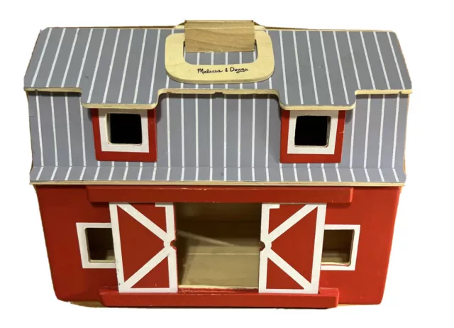 Melissa & Doug Fold And Go Two Story Red Wooden Barn Stable Toy BARN ONLY 2