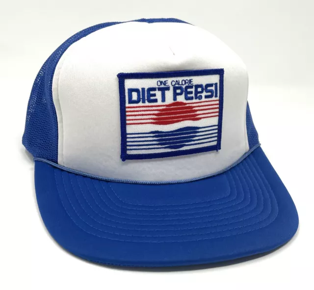 VTG Diet Pepsi Mesh Snapback Trucker Hat Cap Patch 1 One Calorie Advertising EUC