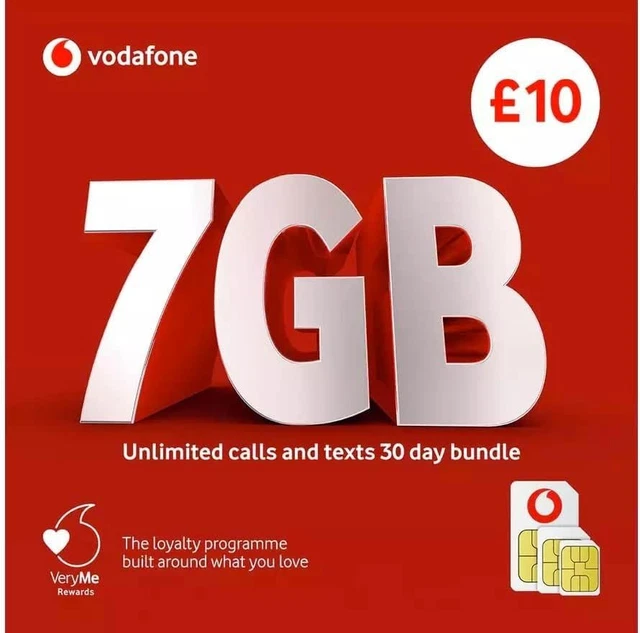 New VODAFONE Pay As You Go 3-in-1 SIM card Pathfinder Retail Pack -...