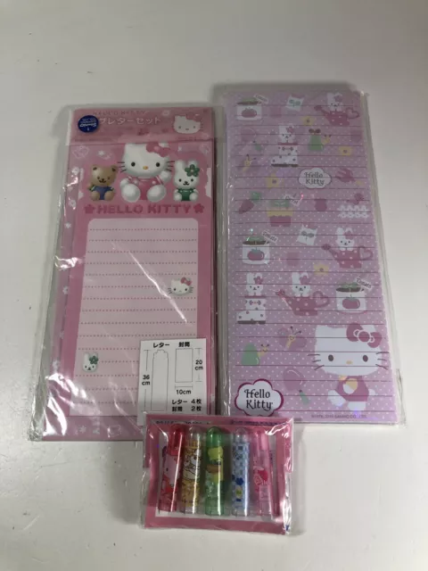 Lot of Vintage Sanrio Hello Kitty Note Memo Pad, Stationary and Pencil Caps New