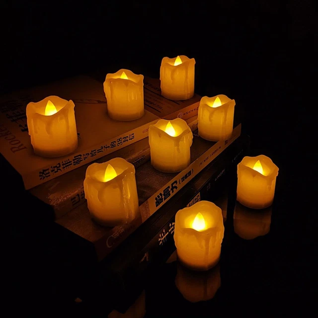 24X Velas de cera LED parpadeantes de energía de batería Chr | 8J2K Interior X7P2