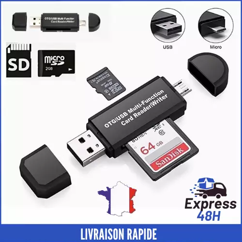 lecteur carte micro sd USB 2.0 Adaptateur Carte Memoire avec Fonction OTG