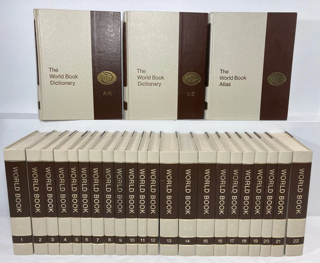 WORLD BOOK ENCYCLOPEDIA 1976 Set of 22 w Atlas & Dictionary Total 25